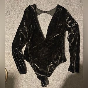 Victoria secret green velvet thong bodysuit